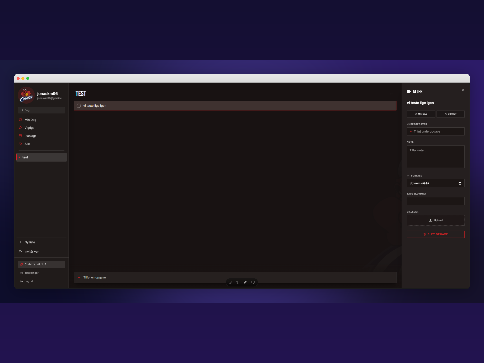 Cimbria to-do program – opgavestyring